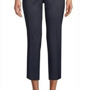 Lafayette 148 Stanton Navy Cropped Dressed Pants Stretch Career Quiet Luxury 10